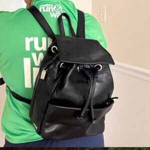 Perlina Black Leather Mini-Backpack